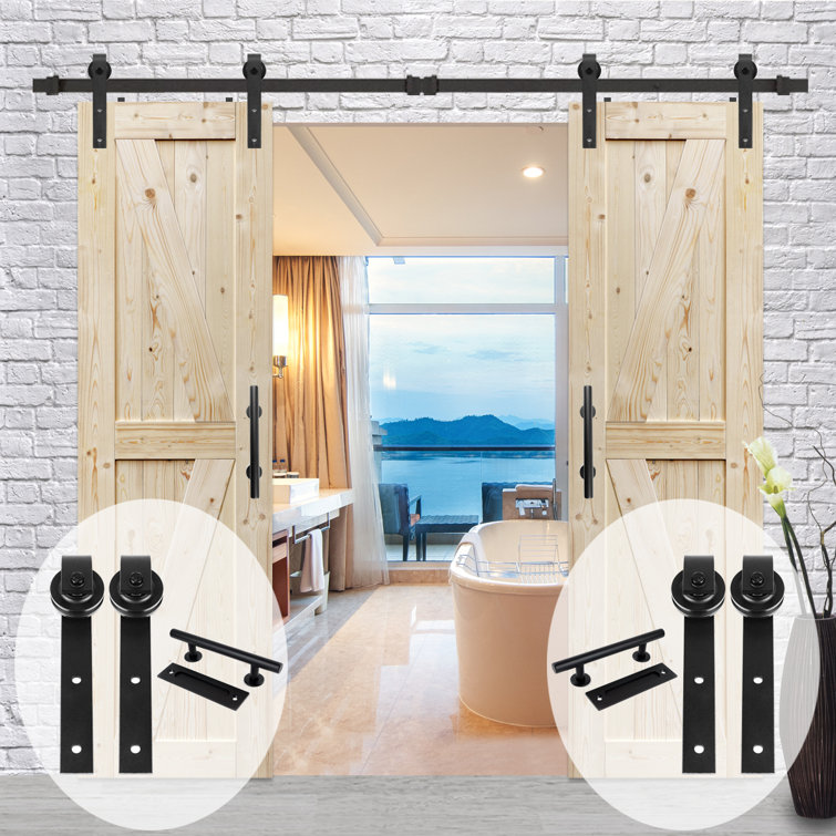 S&Z TOPHAND Standard Double Barn Door Hardware Kit Wayfair Canada